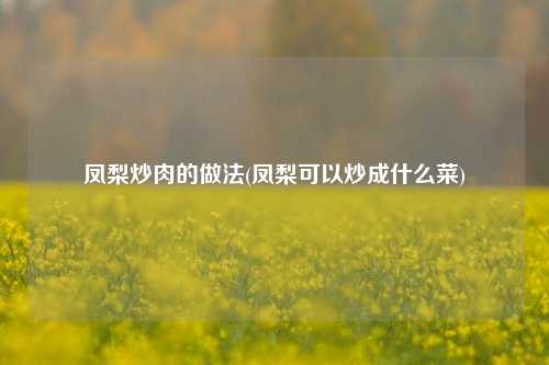 凤梨炒肉的做法(凤梨可以炒成什么菜)